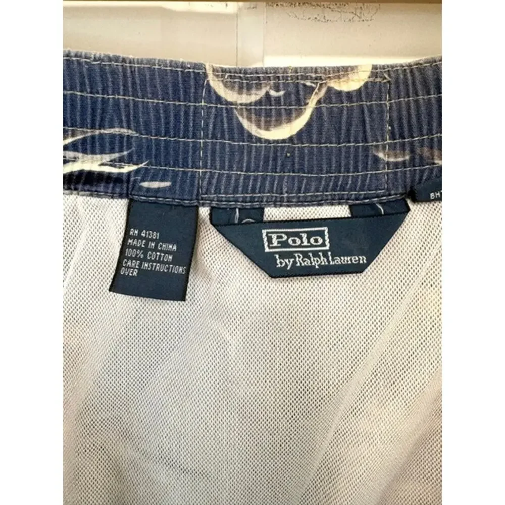 Vintage Polo Ralph Lauren Sailboat Swim Trunks XL All Over Print 90's Nautical